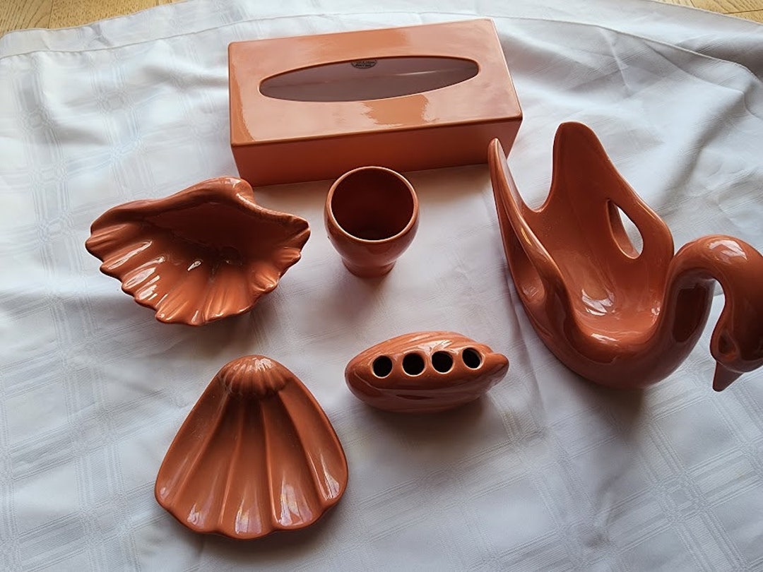 Bath Pottery Mid Century Vohann of California Bath Accessories 6 Pieces ...