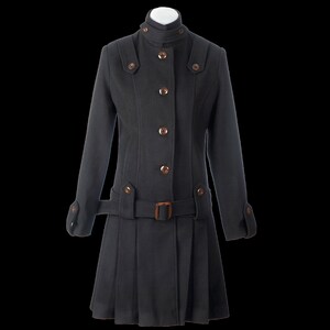 Purple Wool Overcoat/Military Style Coat/Oversized Elegant Parka/Clasics Stylish Trench/Extravagant Warm Mac/Belted Drop Waist Pleated Coat image 5