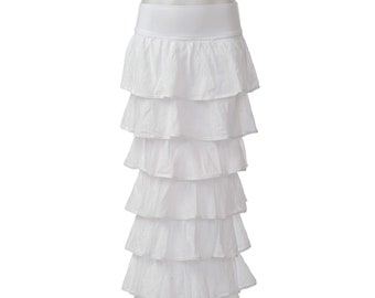 White long ruffle cotton muslin skirt