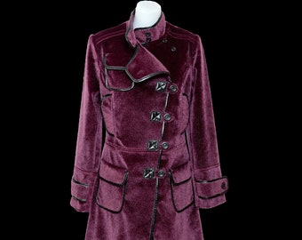 Burgundy Faux Fur Pony Skin Leather Parka/Oversized Long Fleece Elegant Coat/Clasics Stylish Trench/Extravagant Warm Mac/Casual Winter Parka