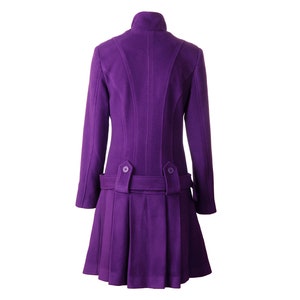 Purple Wool Overcoat/Military Style Coat/Oversized Elegant Parka/Clasics Stylish Trench/Extravagant Warm Mac/Belted Drop Waist Pleated Coat image 2