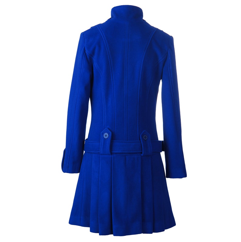 Purple Wool Overcoat/Military Style Coat/Oversized Elegant Parka/Clasics Stylish Trench/Extravagant Warm Mac/Belted Drop Waist Pleated Coat image 4