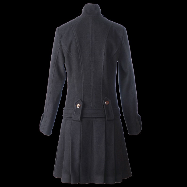 Purple Wool Overcoat/Military Style Coat/Oversized Elegant Parka/Clasics Stylish Trench/Extravagant Warm Mac/Belted Drop Waist Pleated Coat image 6