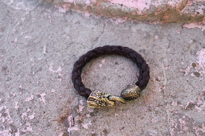 Bronze Dragon Bracelet men Leather jewelry Nordic man Norse Etsy