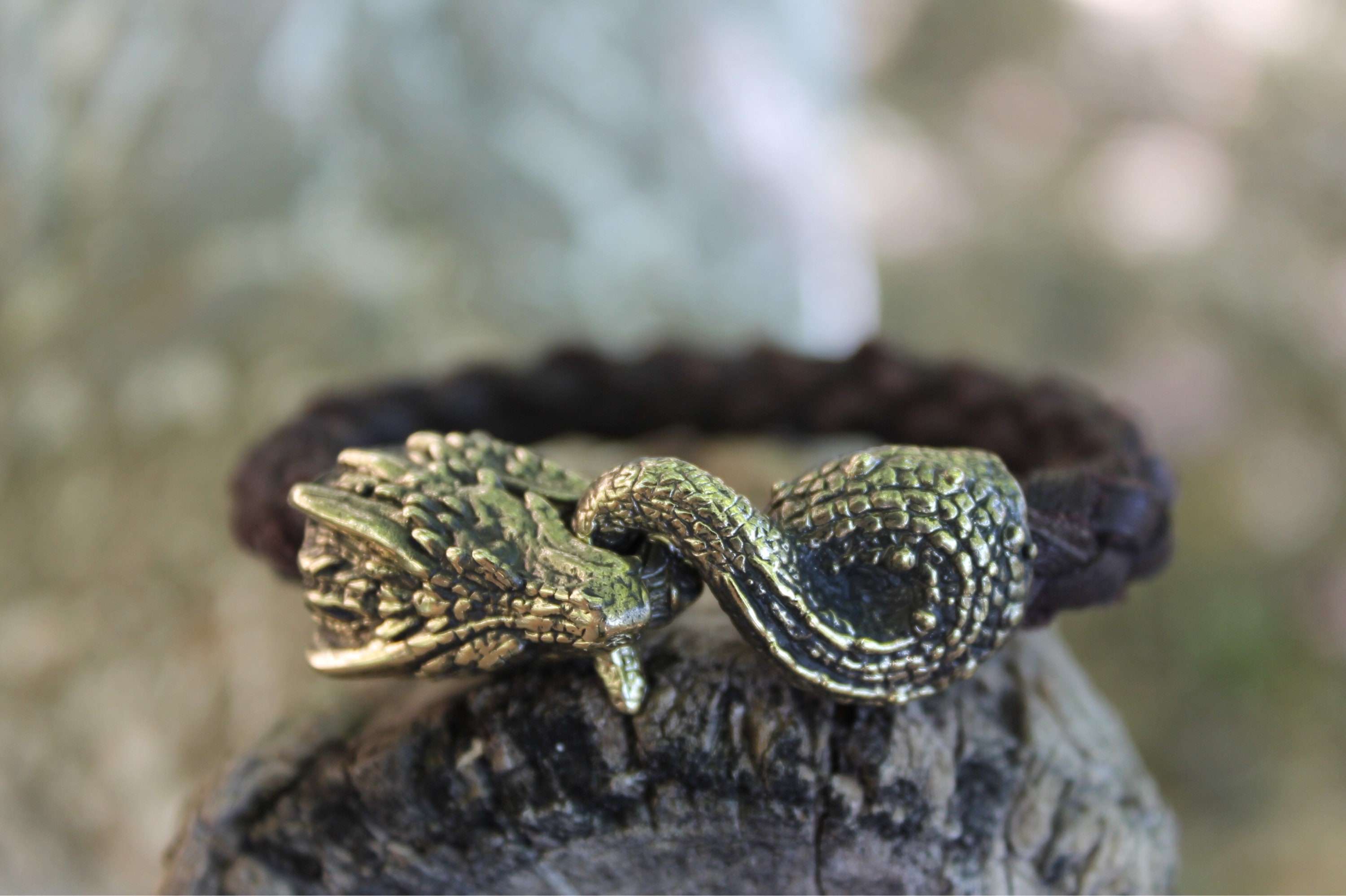 Bronze Dragon Bracelet men Leather jewelry Nordic man Norse Etsy