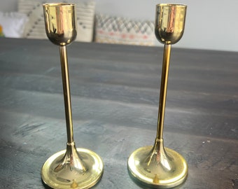 Beautiful Set of Two Vintage Brass Candle Holders | Brass Candle Holders | Vintage Brass