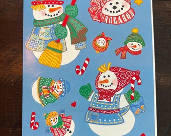 Vintage Snowman Sticker Sheet | Vintage Stickers | Junk Journal | Collectible Stickers