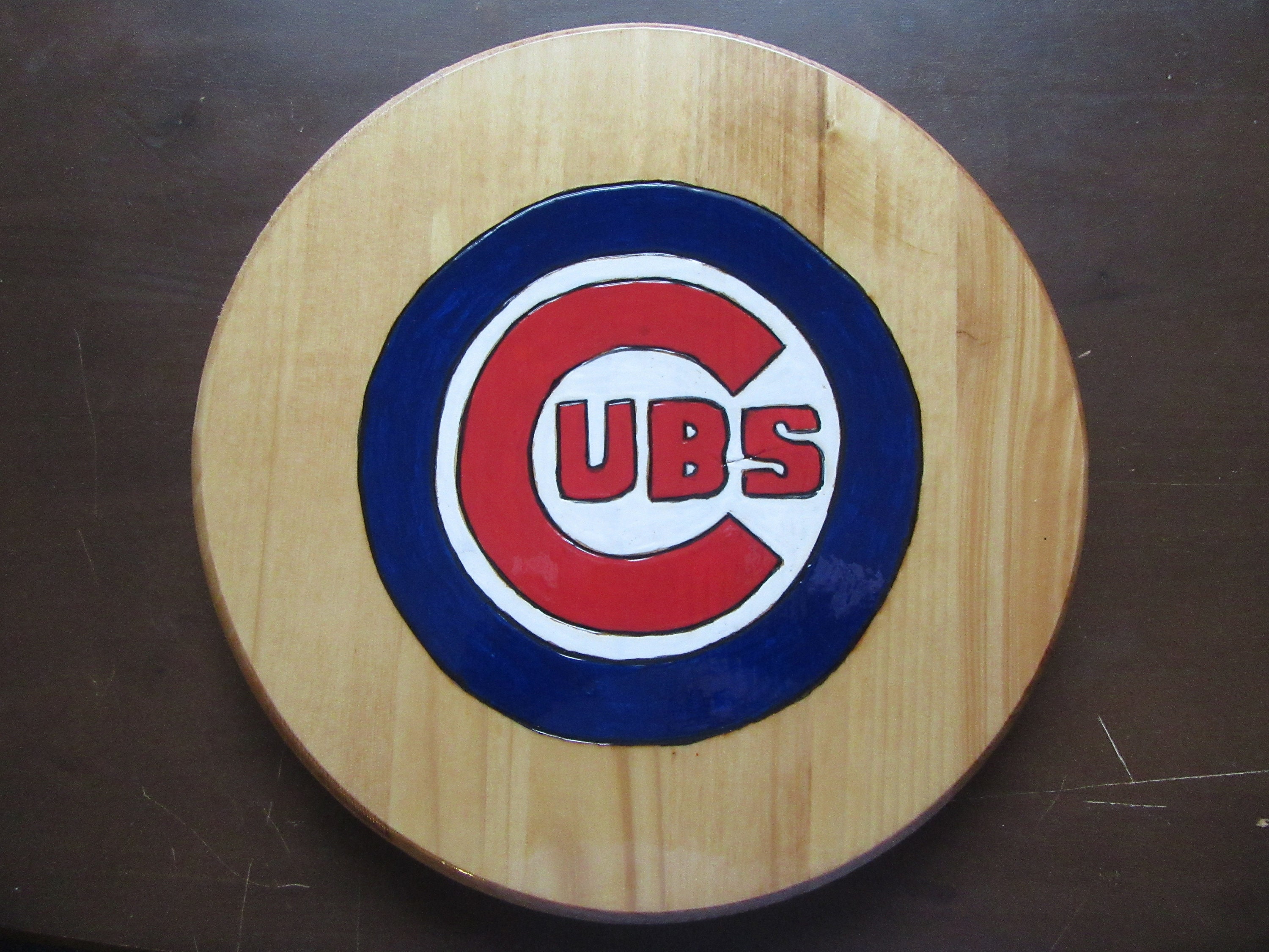 Custom Wood Burned Hand Painted Clear Coated Chicago Cubs - Etsy