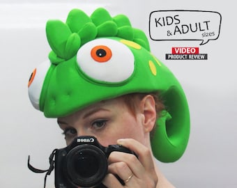 Lizard costume hat, Gecko carnival hat, red spotted newt, reptile costume hat for kids and adult,  Chameleon costume