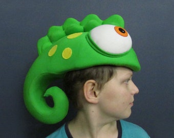 Lizard costume hat, Chameleon costume, Gecko carnival hat, red spotted newt, reptile costume hat for kids and adult