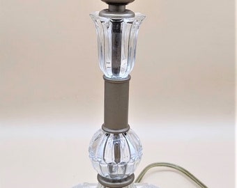 Lámpara de mesa Art Déco vintage - Base de cristal con detalles en bronce champán - Restaurada