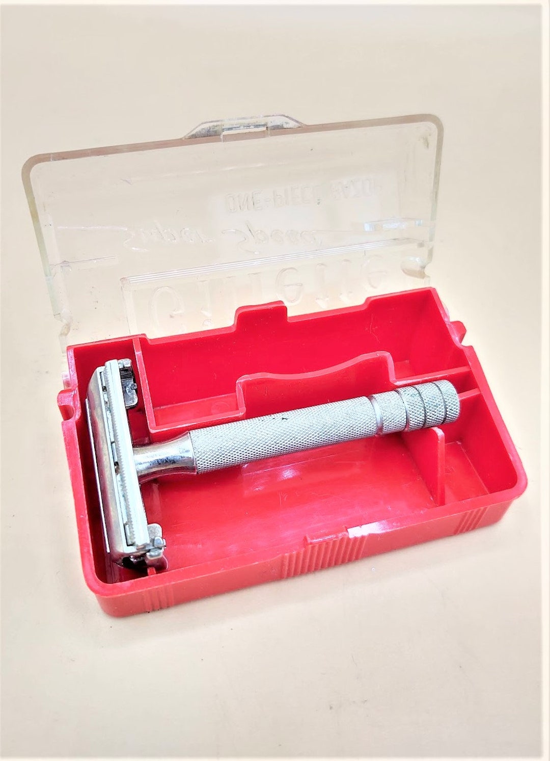 Vintage Safety Razor Gillette Super Speed ca 1949 With Original Red