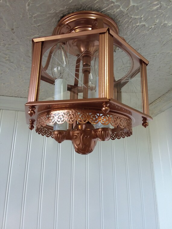 Vintage Ceiling Light Colonial Style Three Candled Light Etsy