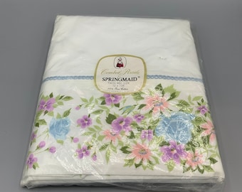 Vintage Bedding Twin Flat Sheet - New Old Stock - Springmaid Morning Garden