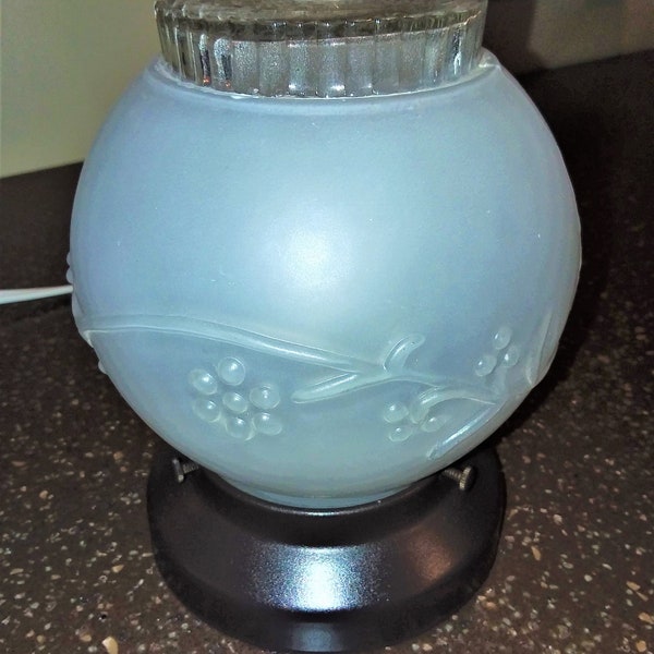 Vintage Flush-Mounted Light w/Frosted Glass Globe and Raised Grapes and Vine Design