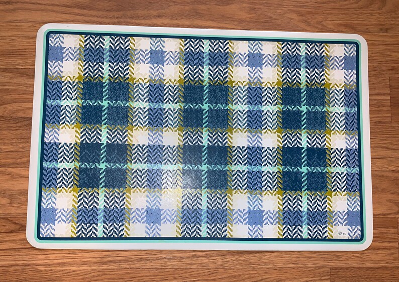 Set of 4 Retro Blue Plaid Placemats Etsy