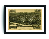 Vintage Tuscaloosa Print, Aerial Tuscaloosa Photo, Vintage Tuscaloosa AL Pic, Old Tuscaloosa Photo, Tuscaloosa Alabama Poster, 1887