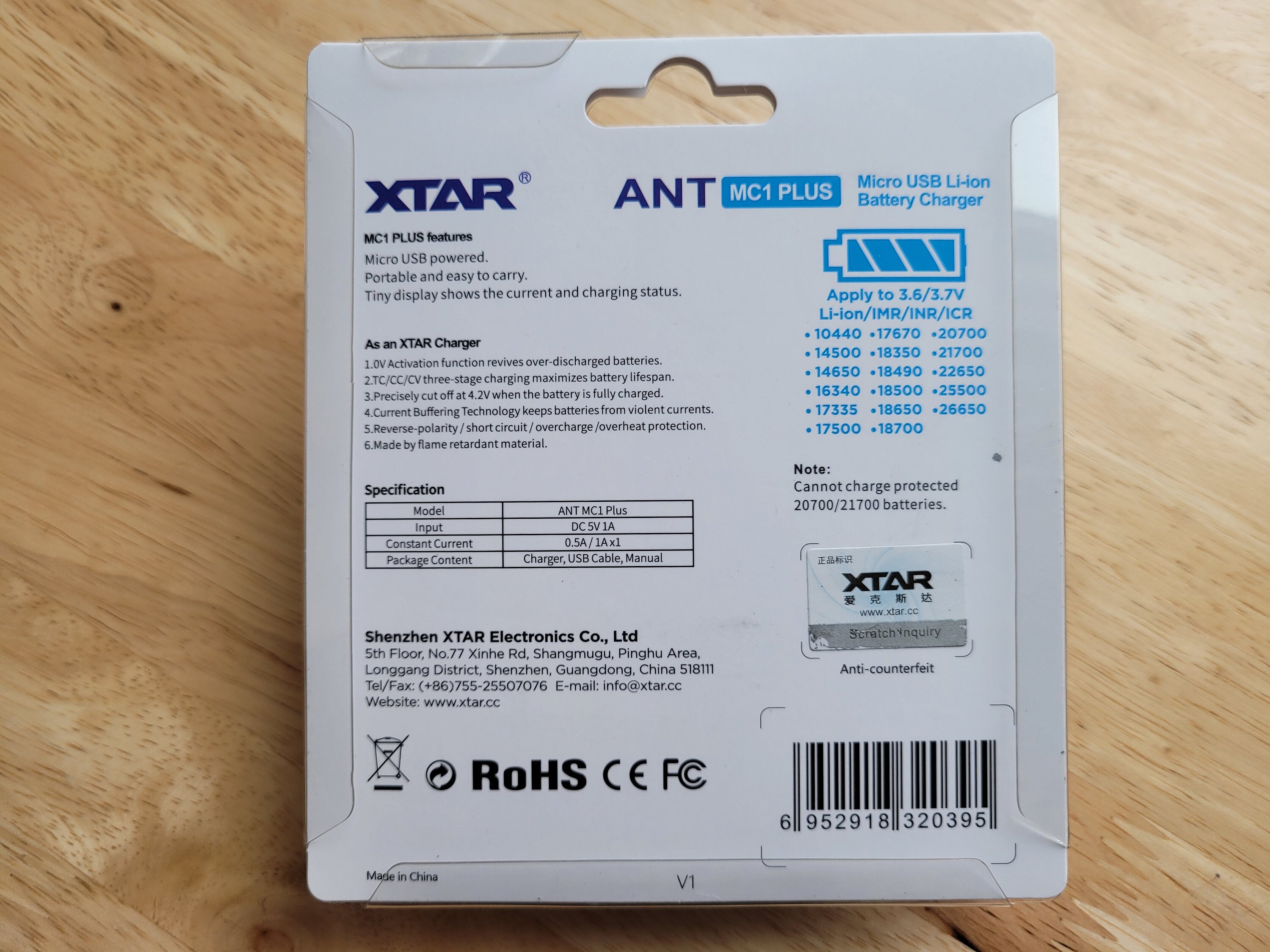 26650 / 18650 / 16340 / 14500 New XTAR ANT MC1 Plus LED USB battery charger 