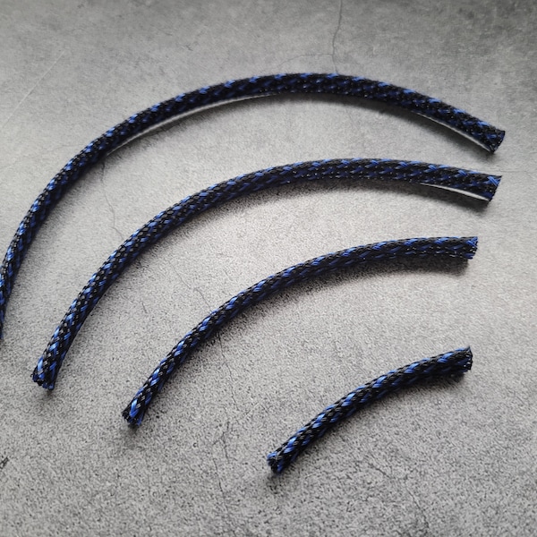 Braided Wire Loom - Blue & Black (Various Lengths)