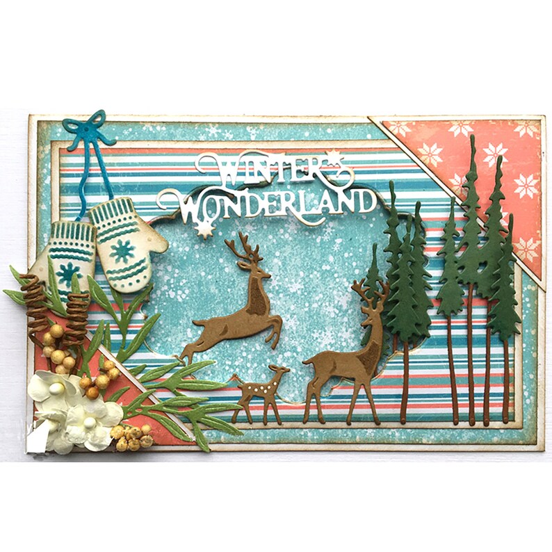 Xmas Cute Elk Deer Metal Cutting Dies Stencil For Scrapbook Ablum Card Embossing