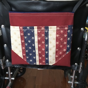 Wheelchair Tote Bag: Cotton Caddy with Stars & Bonus Cell Phone Bag