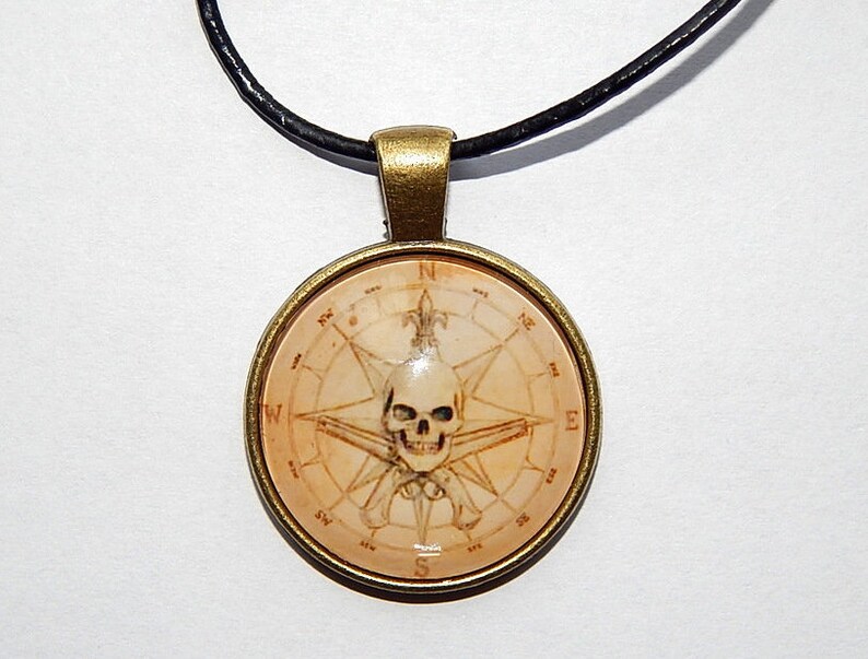 Pirates Compass Symbol Pendant Necklace Keychain Old Map Etsy