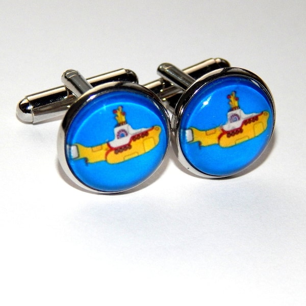 The beatles yellow submarine cufflinks jewelry, wedding cufflinks, groomsmen cufflinks