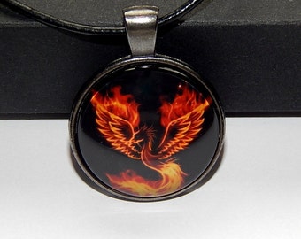 Fire Bird Phoenix Pendant Necklace: Elemental Jewelry
