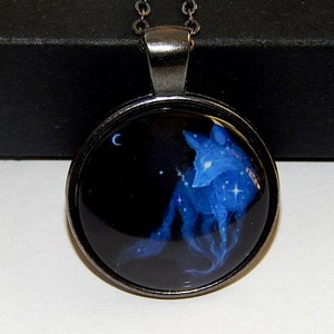 Galactic fox pendant, Galactic fox necklace jewelry, space fox pendant, Galaxy fox, cosmic fox art necklace pendant keychain, space fox art