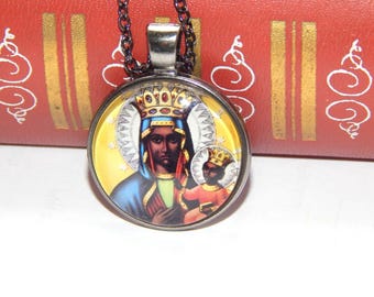 Black Madonna of Chartres Pendant Necklace: Virgin Mary Religious Jewelry