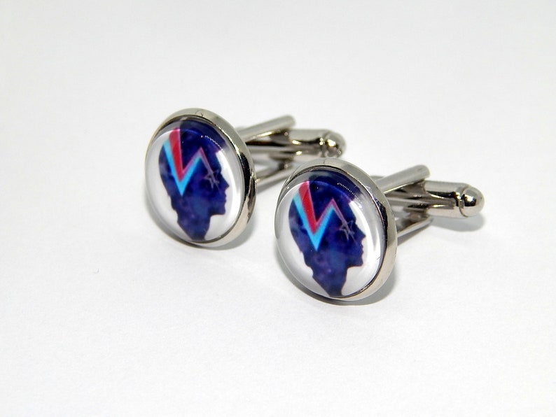 Rock music cufflinks David Bowie Glam rock cuff links David Bowie cufflinks David Bowie Ziggy Stardust logo symbol David Bowie jewelry