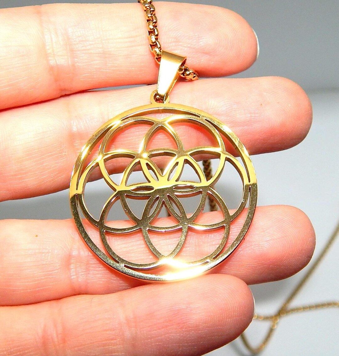Flower of Life Sacred Geometry Pendant Necklace Jewelry, Geometric ...