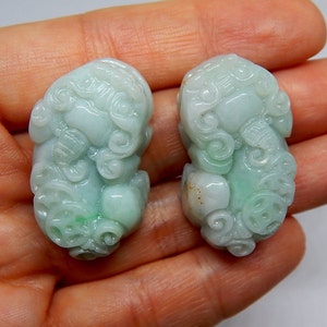 100% naturale di grado A giada verde giadeite fortunato Pi Xiu coppia gioielli collana draghi, buona fortuna ricchezza collana Pixiu drago