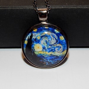 Starry Night pendant necklace jewelry, Vincent Van Gogh art pendant necklace jewelry