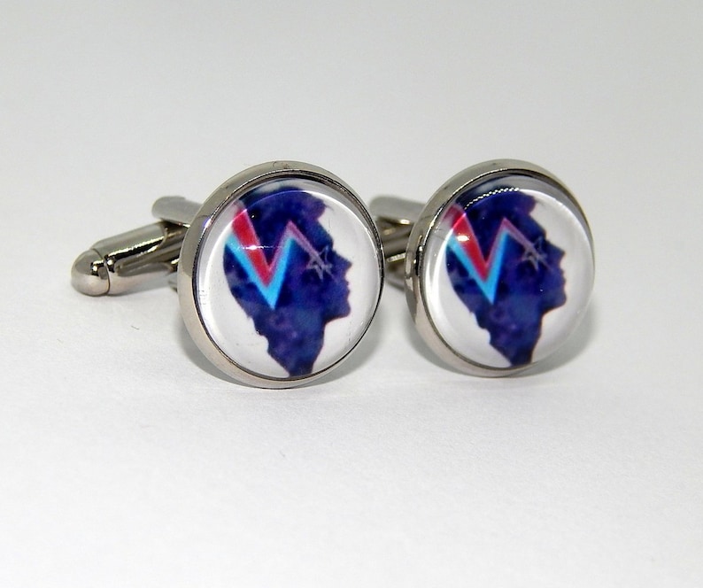 Rock music cufflinks David Bowie Glam rock cuff links David Bowie cufflinks David Bowie Ziggy Stardust logo symbol David Bowie jewelry