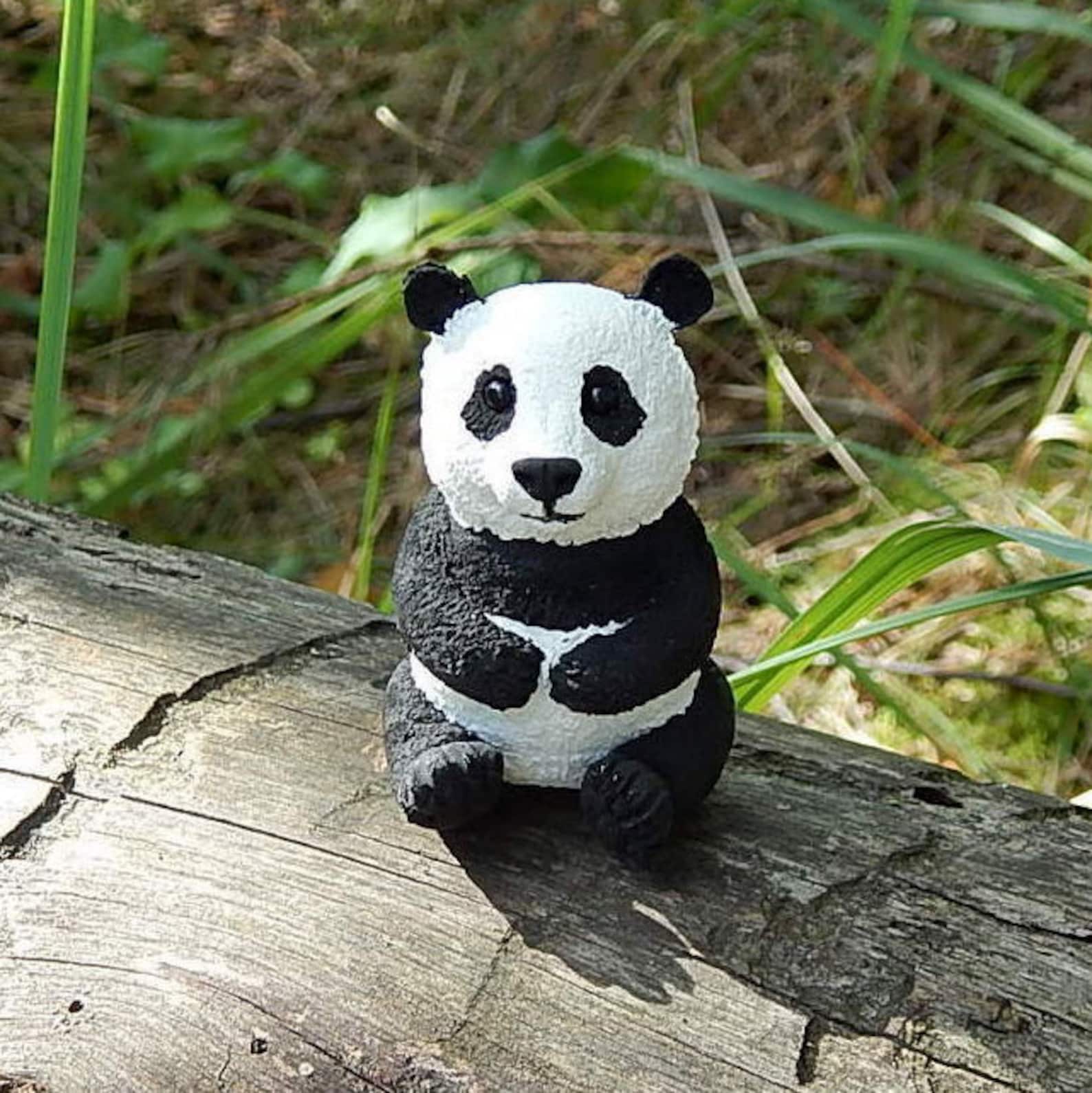 Panda Bear Sculpture Figure Panda Bear Figurine of Clay Etsy