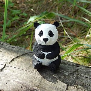Panda Bär Skulptur Figur, Panda Bär Figur aus Ton, Panda handgemacht