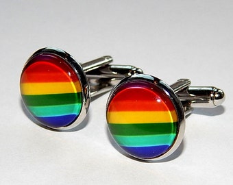 Gay Pride flag cufflinks tie clip lapel pin earrings jewelry, Gay symbol, Rainbow Cufflinks jewelry, colorful cufflink, Gay Wedding Cufflink