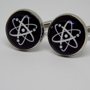 Atom Cufflinks earrings jewelry, physics cufflinks earrings, science cufflinks, wedding cufflinks, groomsmen cufflinks