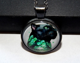 Panther pendant necklace, Panther jewelry, Panther keychain, Panther totem, spirit Panther, magical Panther, Panther fantasy amulet talisman