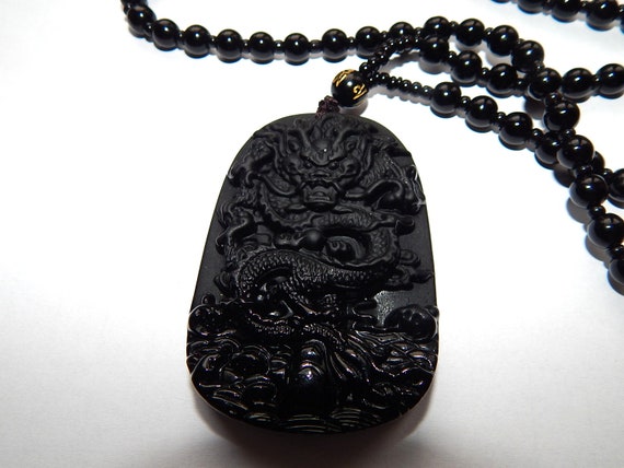 Obsidian dragon necklace shop