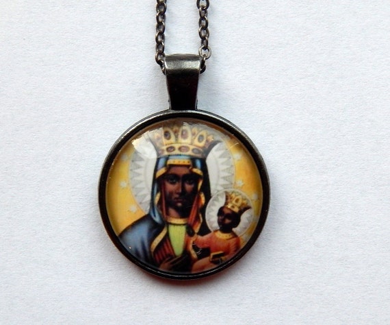Black Madonna Necklace Pendant Black 