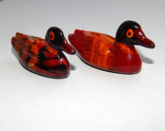 Coppia Di Anatre Mandarine In Resina - Simbolo Feng Shui Di Amore, Fedeltà E Prosperità, Colore Rame, 15 Cm