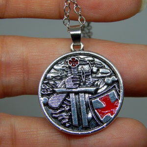 Knight Viking MITTELALTER TEMPLAR, Crusader Temple Knight Halskette, Religiöser Glücksanhänger für Herren, Crusader