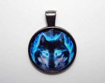 Collar con colgante de lobo: amuleto tótem espiritual, cadena de 55 cm