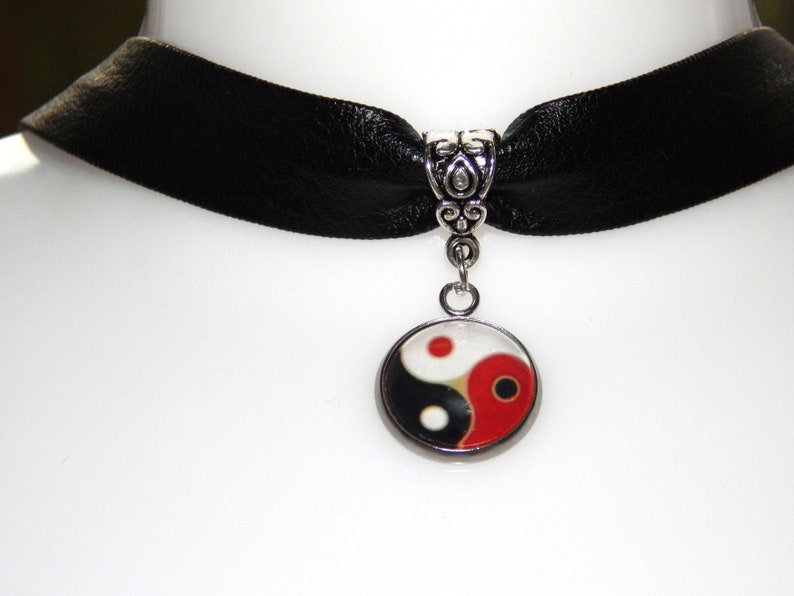 Black leather Choker pendant bdsm symbol logo pendant necklace Bdsm pendant necklace triskele pendant,