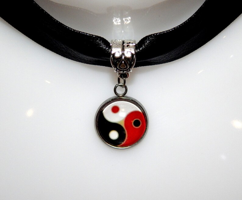 Black leather Choker pendant bdsm symbol logo pendant necklace Bdsm pendant necklace triskele pendant,