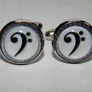 Bass Clef cufflinks, Bass Clef jewelry, Musician's Gifts, Music Note Cufflinks, Music Note jewelry, wedding cufflinks, groomsmen cufflinks