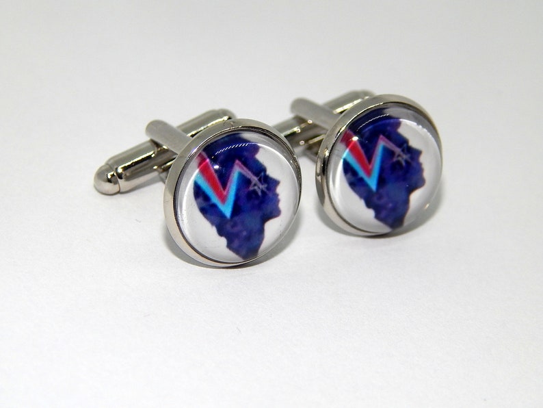 Rock music cufflinks David Bowie Glam rock cuff links David Bowie cufflinks David Bowie Ziggy Stardust logo symbol David Bowie jewelry