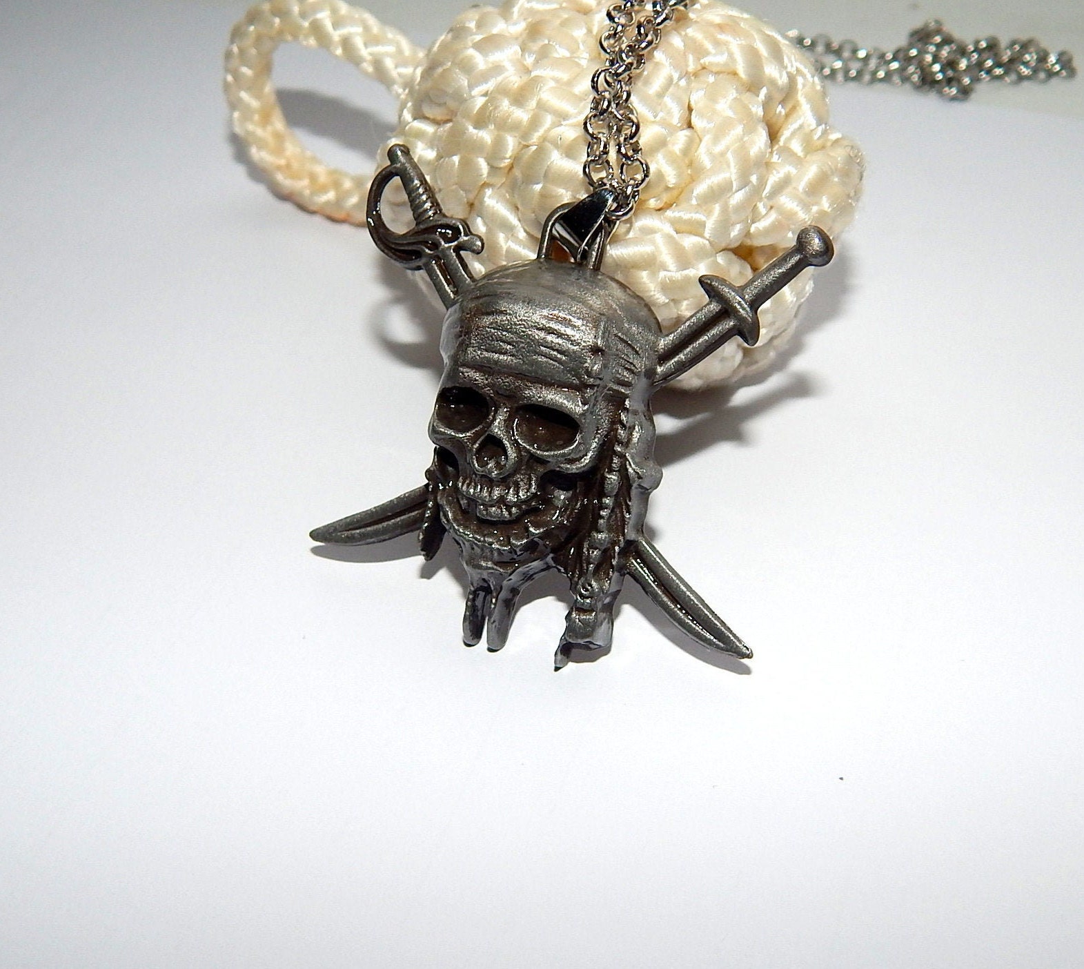 Pirates of Caribbean cursed coin skull pendant sterling silver 925-handicraft 
